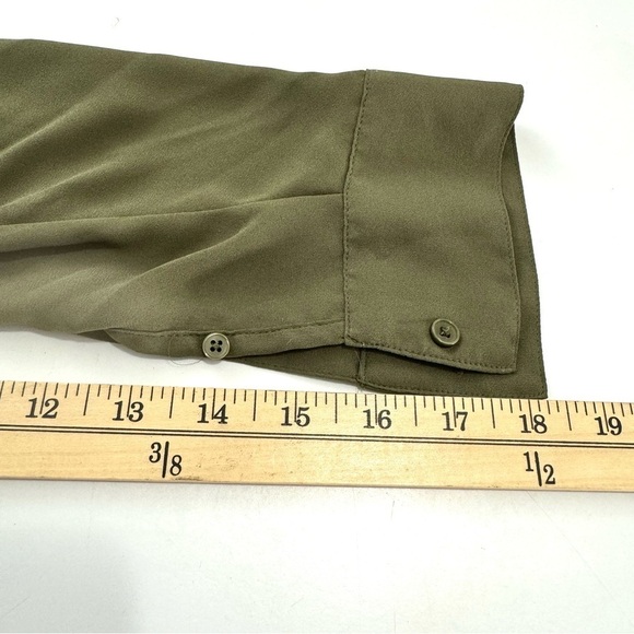 Express Women’s Sz S Shirt Dress Olive Green Knee Length Lined Long Sleeve EUC! - Picture 10 of 12